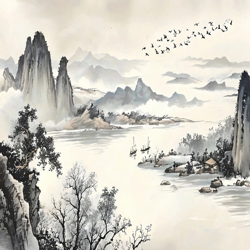 Home Office Wallpaper - Papier peint personnalisé nouveau Style chinois