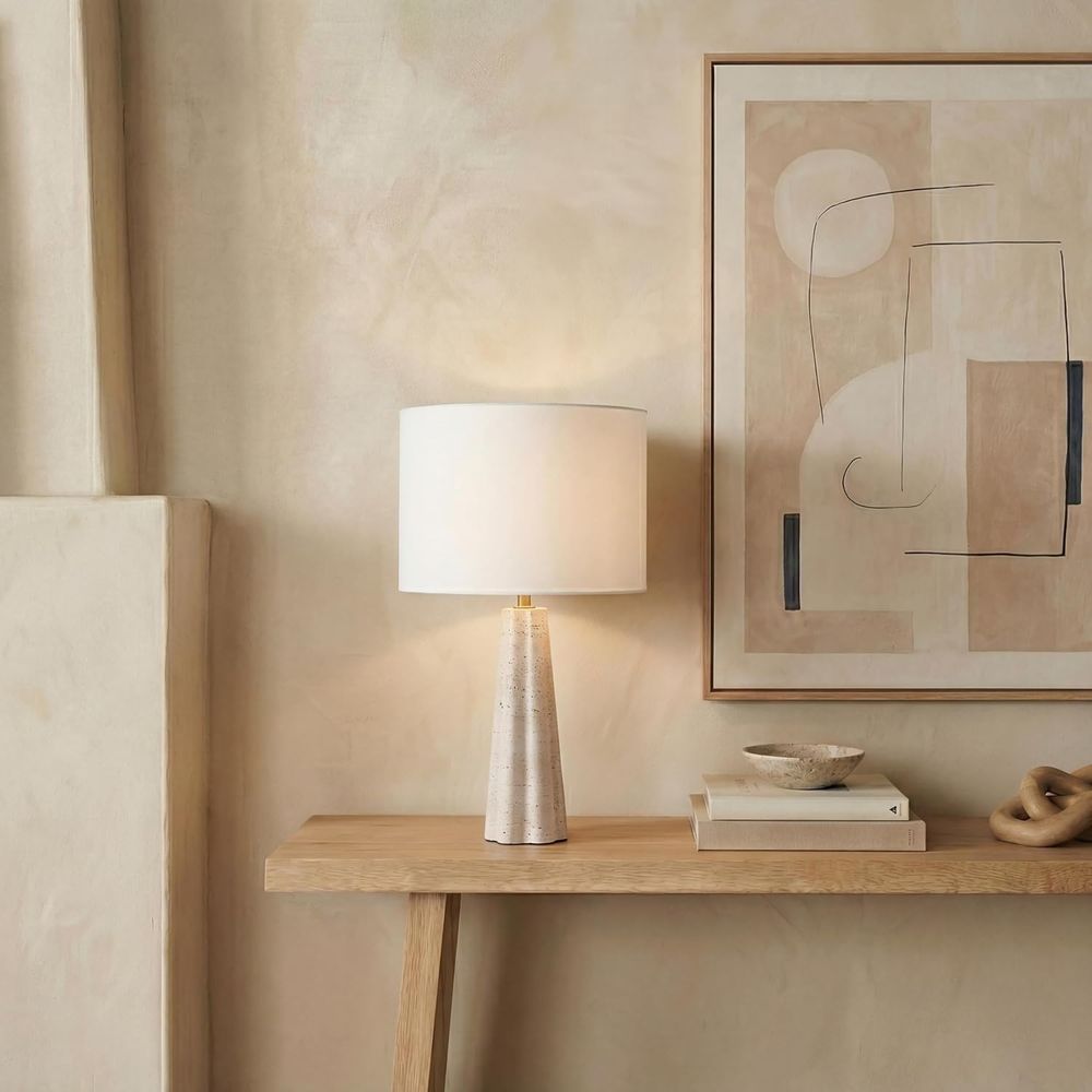 Desk Lamp Led - Lampe de table en travertin/blanc de