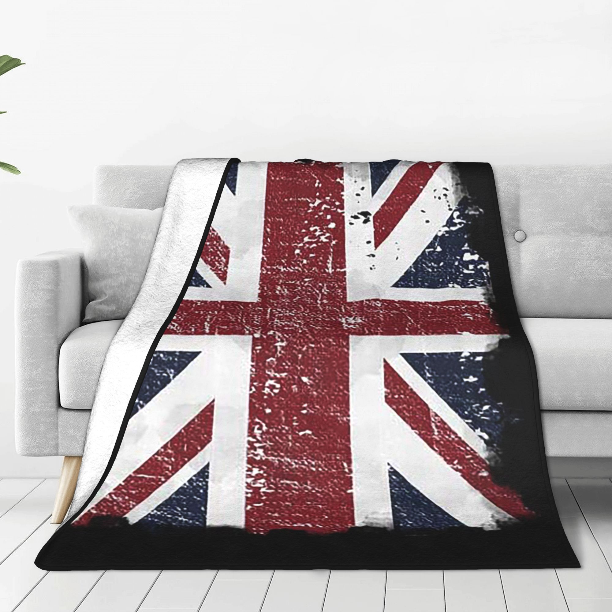 Home Office British - Drapeau britannique en détresse noir gris
