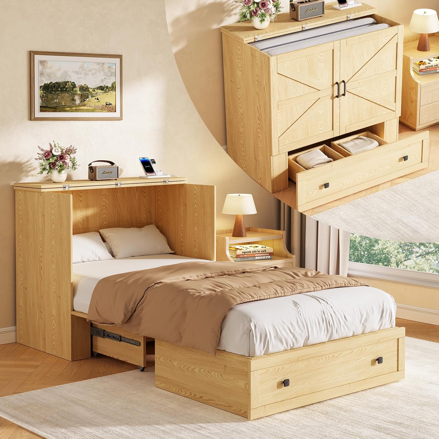 Home Office Guest Room - Lit escamotable Murphy gain de place,