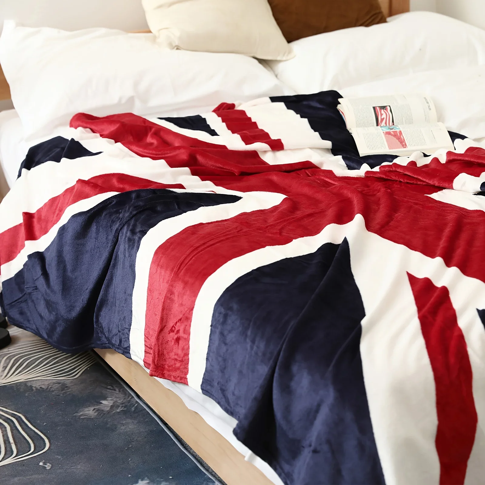 Home Office British - Couverture en flanelle avec drapeau britannique,