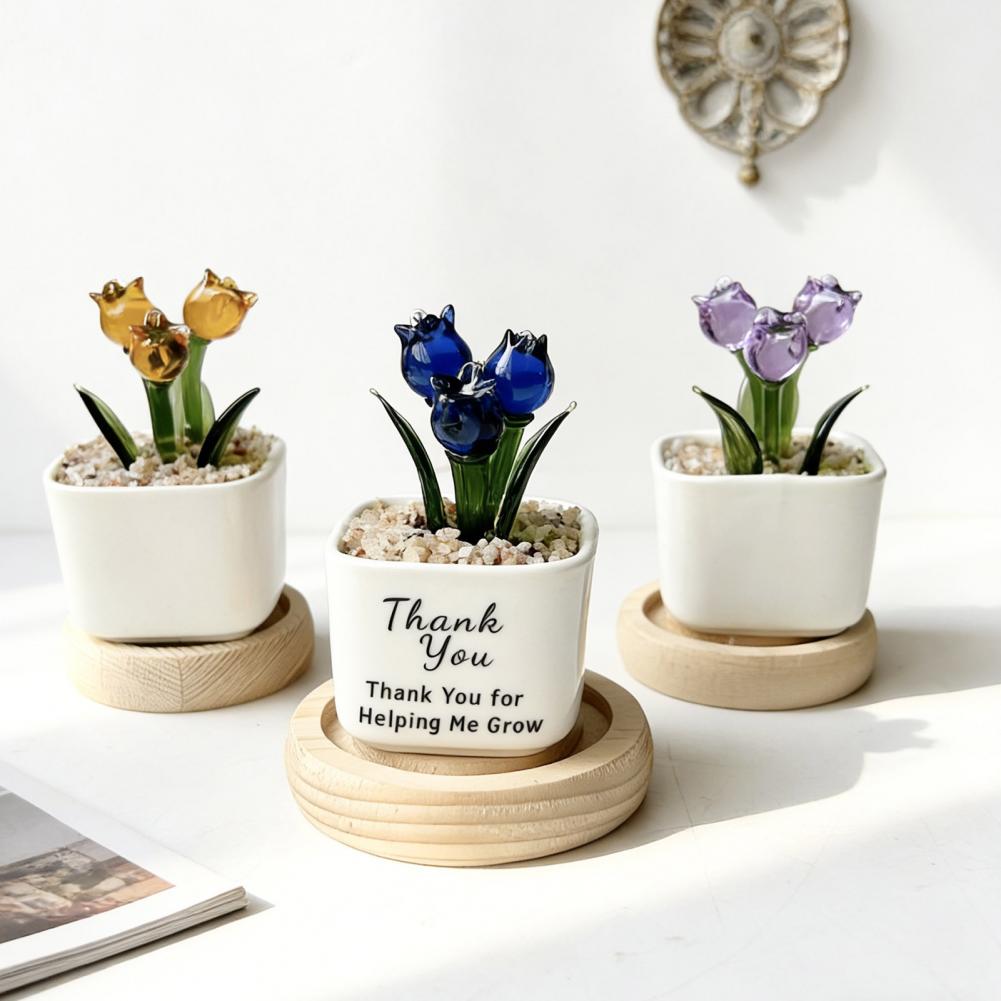 Home Office Bookshelves - Miniature Décorative en Verre : Pot