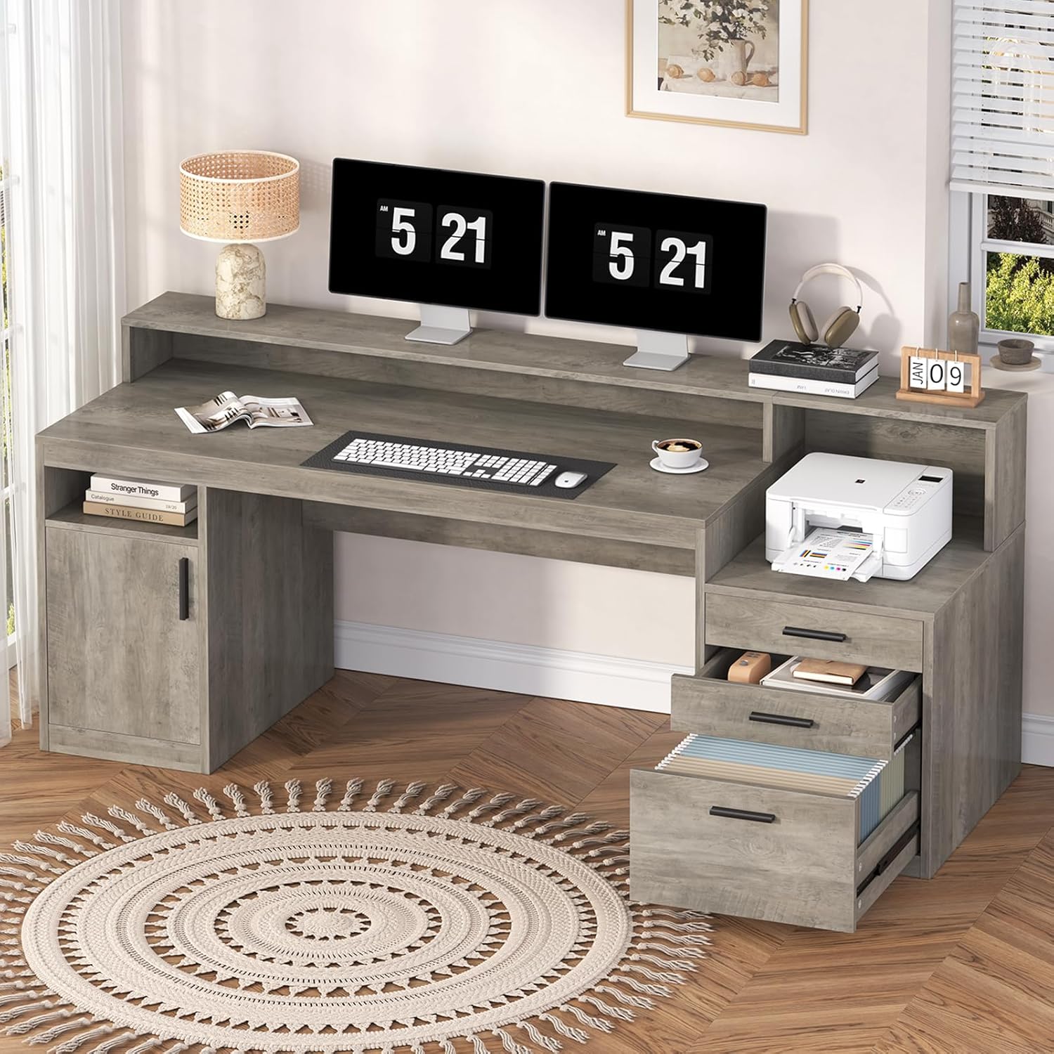 Home Office 365 - Bureau d'ordinateur exécutif avec 3 tiroirs