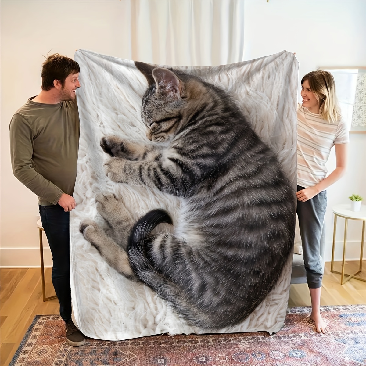 Home Office Design Ideas - Couverture en flanelle pour chat endormi,