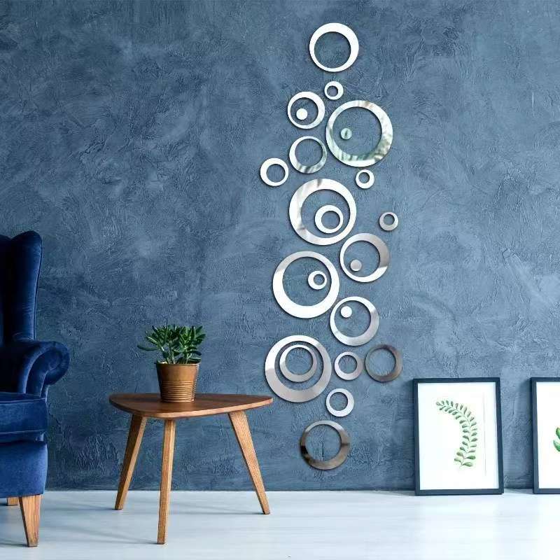 Home Office Wallpaper - Autocollants muraux miroir circulaire auto-adhésifs en
