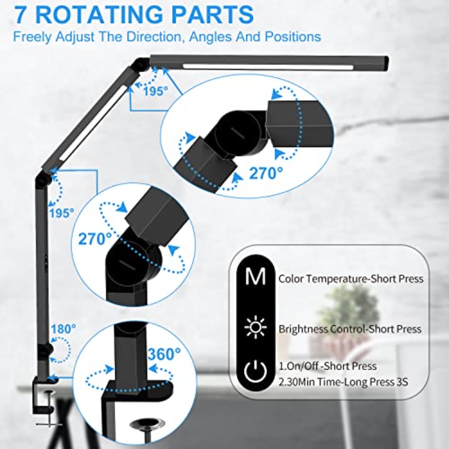 Lampe de bureau LED à pince, l - Desk Lamp Led avis et prix