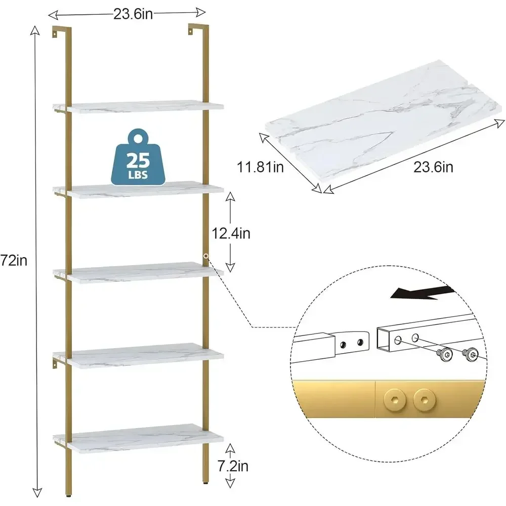 Étagère murale en bois à 5 niv - Home Office Bookshelves avis et prix