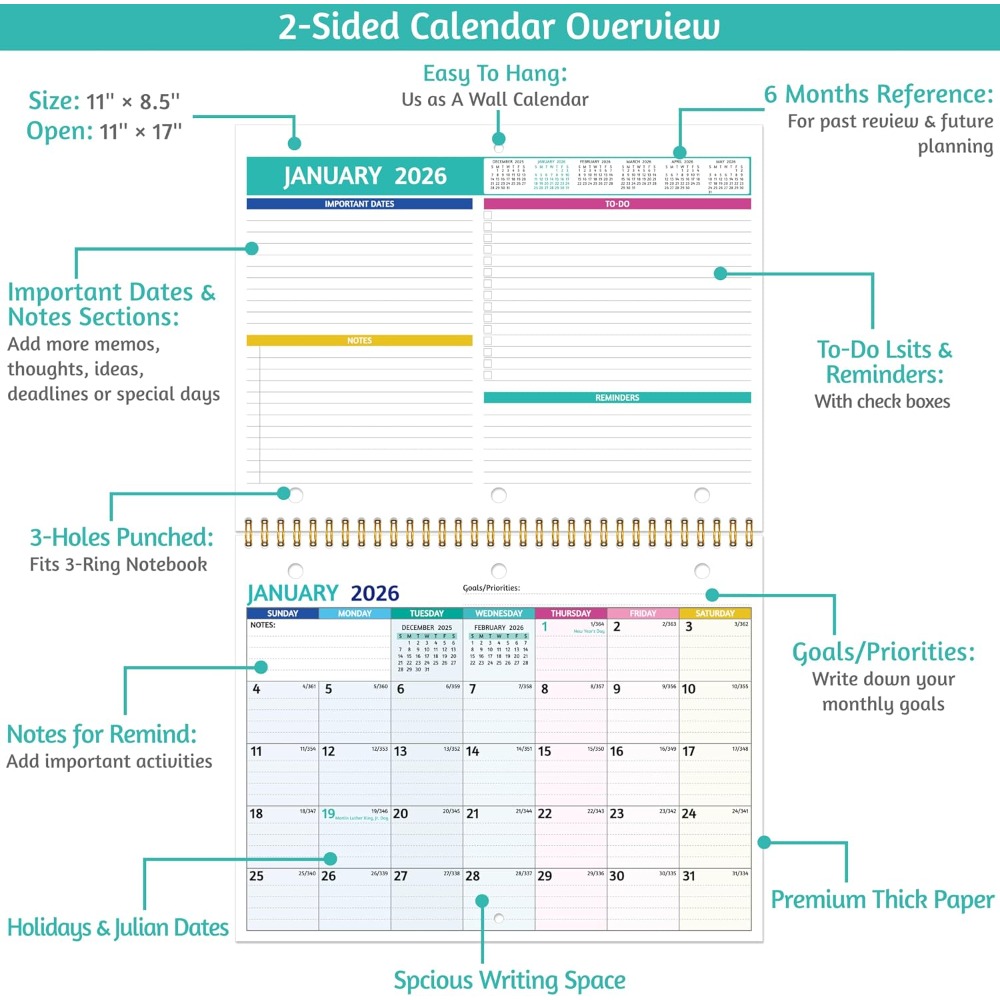 Calendrier mural 2026 avec pap - Home Office Wallpaper avis et prix